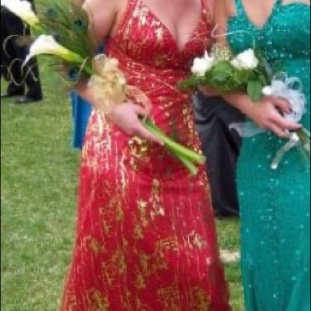 Glam Gurlz Red/Gold Prom Dress